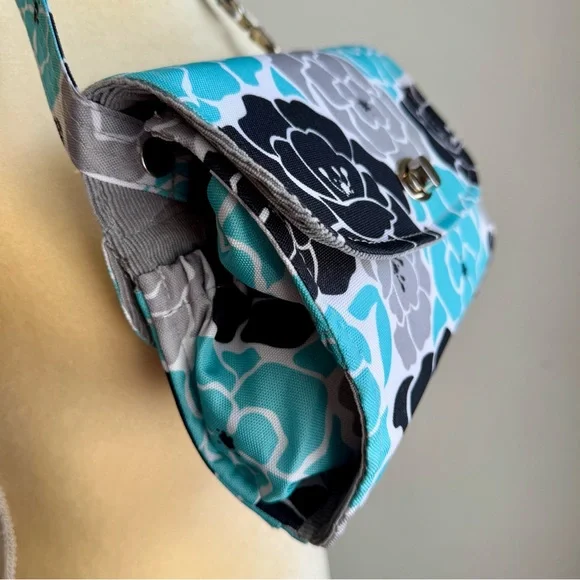 Lilly Bit Elegant Mini Baby Bag - Black, Aqua Diaper Clutch Adjustable Crossbody - Picture 2 of 12
